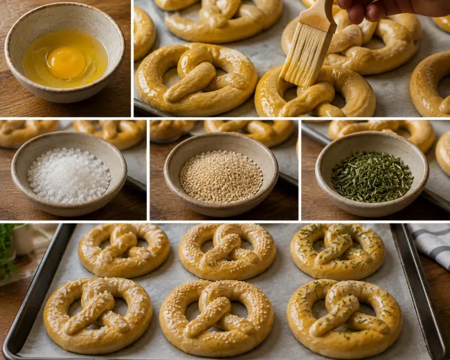 Add the Egg Wash and Toppings