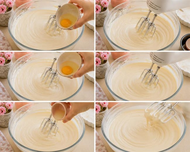 Add the eggs one at a time