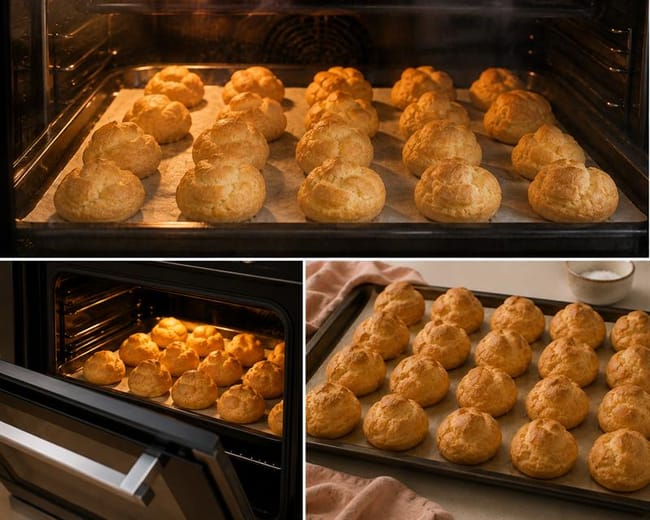 Bake the buns without opening the oven