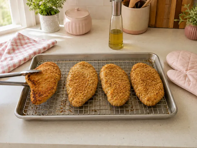 Bread and Bake the Chicken Until Crisp