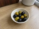 Black and green olives