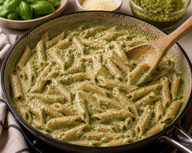 Coat the pasta in sauce