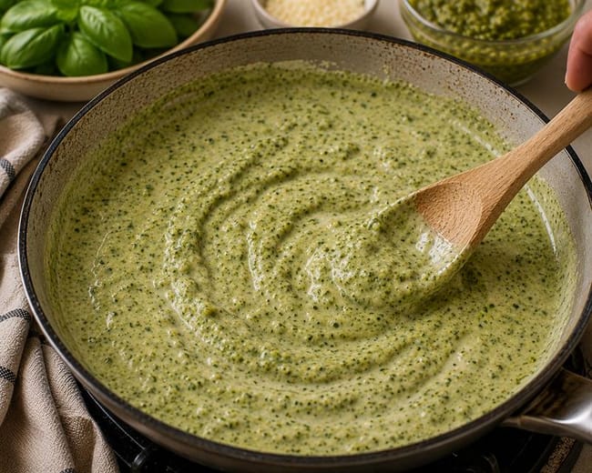 Combine the pesto and creamy base