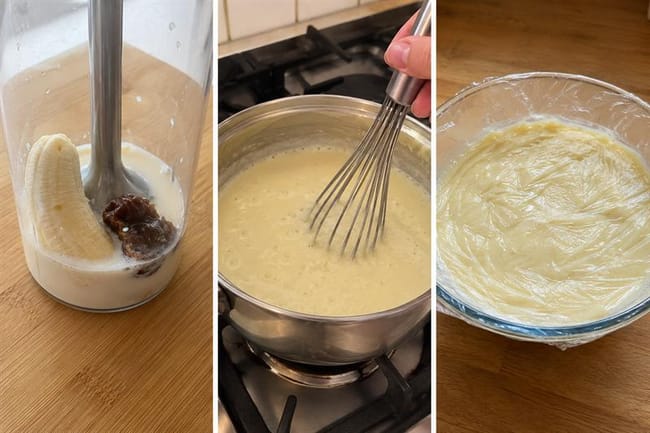 Cook and cool the banana-vanilla custard