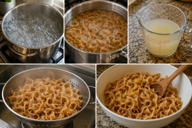 Cocinar los fideos al huevo integrales