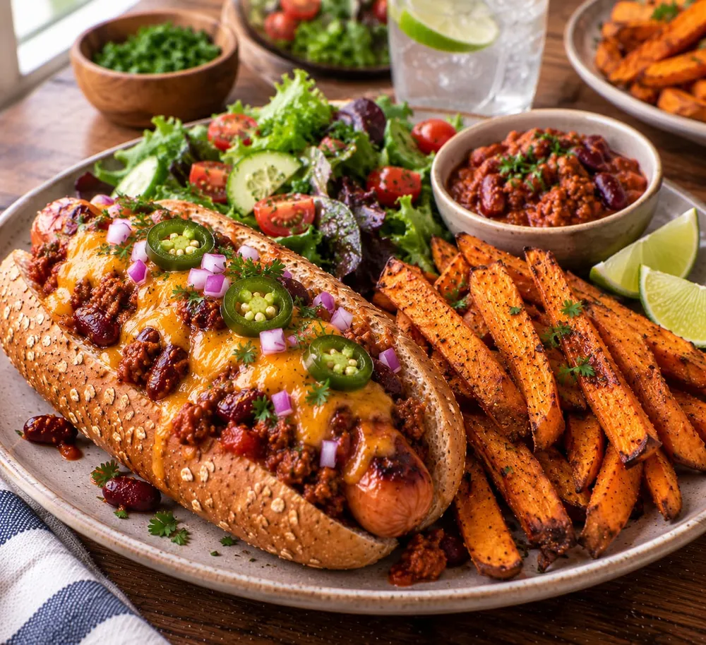 Healthy Chili Cheese Hot Dog
