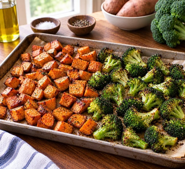 Roast the Sweet Potatoes and Broccoli