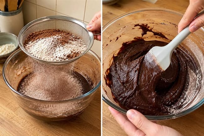 Sift and fold the dry ingredients