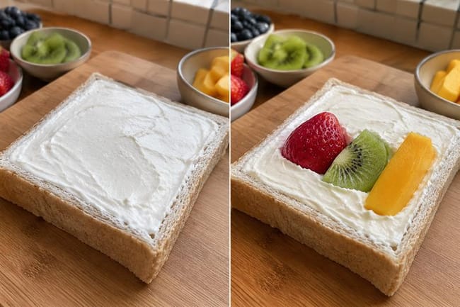 Spread the Base Cream and Position the Central Fruit