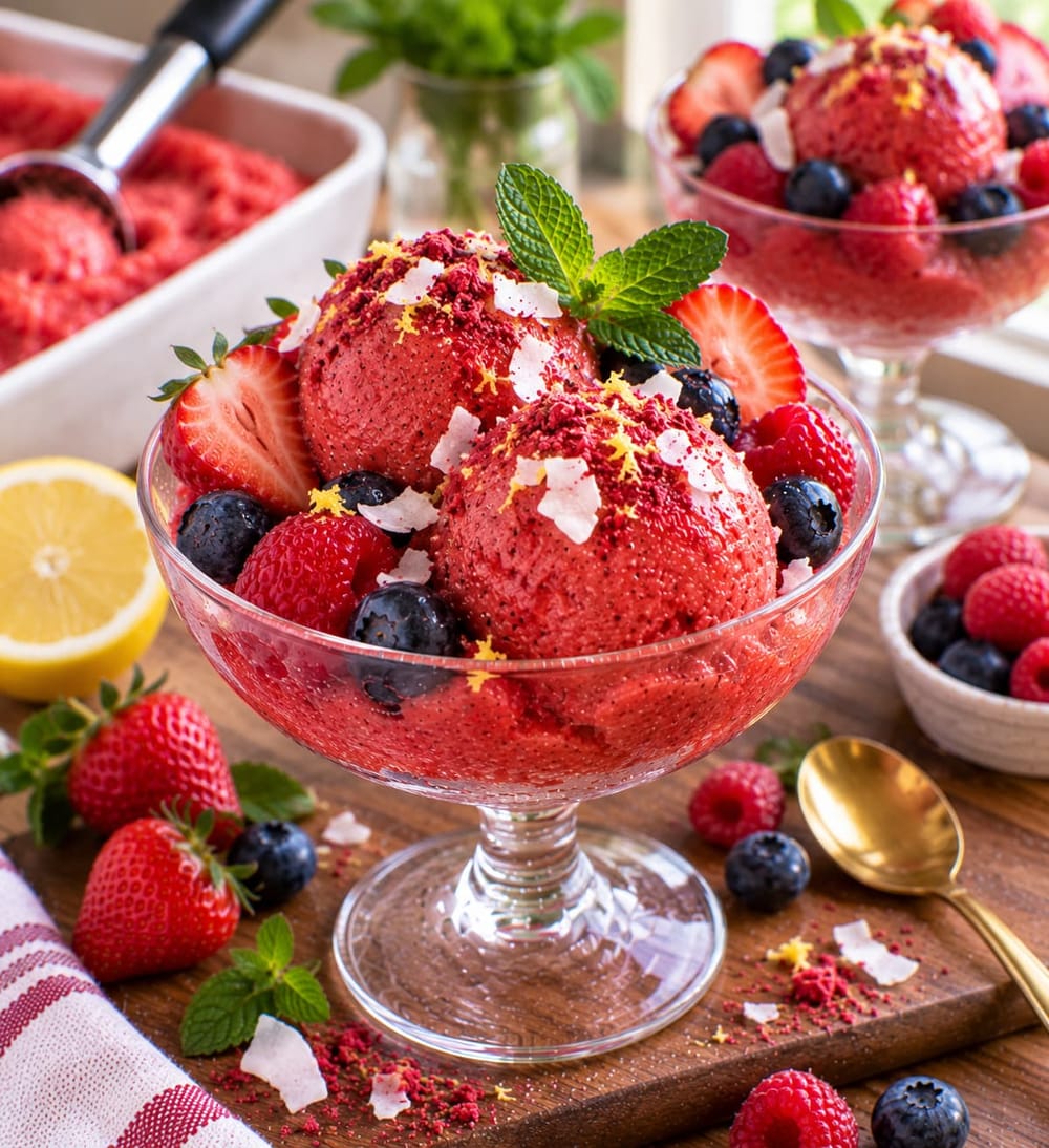 Balanced & Satisfying Strawberry Sorbet